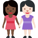 Twitter (Twemoji 14.0)  👩🏿‍🤝‍👩🏻  Women Holding Hands: Dark Skin Tone, Light Skin Tone Emoji