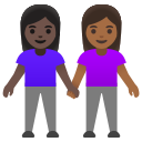 Google (Android 12L)  👩🏿‍🤝‍👩🏾  Women Holding Hands: Dark Skin Tone, Medium-dark Skin Tone Emoji