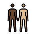OpenMoji 13.1  👩🏿‍🤝‍👩🏼  Women Holding Hands: Dark Skin Tone, Medium-light Skin Tone Emoji