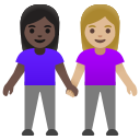 Google (Android 12L)  👩🏿‍🤝‍👩🏼  Women Holding Hands: Dark Skin Tone, Medium-light Skin Tone Emoji