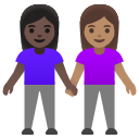 Google (Android 12L)  👩🏿‍🤝‍👩🏽  Women Holding Hands: Dark Skin Tone, Medium Skin Tone Emoji