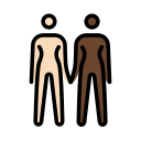 OpenMoji 13.1  👩🏻‍🤝‍👩🏿  Women Holding Hands: Light Skin Tone, Dark Skin Tone Emoji