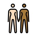 OpenMoji 13.1  👩🏻‍🤝‍👩🏾  Women Holding Hands: Light Skin Tone, Medium-dark Skin Tone Emoji