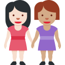 Twitter (Twemoji 14.0)  👩🏻‍🤝‍👩🏽  Women Holding Hands: Light Skin Tone, Medium Skin Tone Emoji