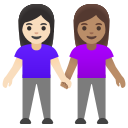 Google (Android 12L)  👩🏻‍🤝‍👩🏽  Women Holding Hands: Light Skin Tone, Medium Skin Tone Emoji