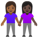 Google (Android 12L)  👩🏾‍🤝‍👩🏿  Women Holding Hands: Medium-dark Skin Tone, Dark Skin Tone Emoji