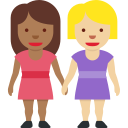 Twitter (Twemoji 14.0)  👩🏾‍🤝‍👩🏼  Women Holding Hands: Medium-dark Skin Tone, Medium-light Skin Tone Emoji