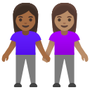 Google (Android 12L)  👩🏾‍🤝‍👩🏽  Women Holding Hands: Medium-dark Skin Tone, Medium Skin Tone Emoji