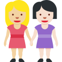 Twitter (Twemoji 14.0)  👩🏼‍🤝‍👩🏻  Women Holding Hands: Medium-light Skin Tone, Light Skin Tone Emoji