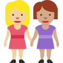 Twitter (Twemoji 14.0)  👩🏼‍🤝‍👩🏽  Women Holding Hands: Medium-light Skin Tone, Medium Skin Tone Emoji