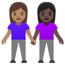 Google (Android 12L)  👩🏽‍🤝‍👩🏿  Women Holding Hands: Medium Skin Tone, Dark Skin Tone Emoji
