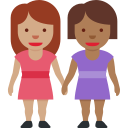 Twitter (Twemoji 14.0)  👩🏽‍🤝‍👩🏾  Women Holding Hands: Medium Skin Tone, Medium-dark Skin Tone Emoji