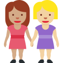 Twitter (Twemoji 14.0)  👩🏽‍🤝‍👩🏼  Women Holding Hands: Medium Skin Tone, Medium-light Skin Tone Emoji